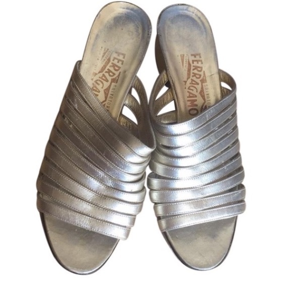 Salvatore Ferragamo Shoes - Salvatore Ferragamo Gold wedge sandals